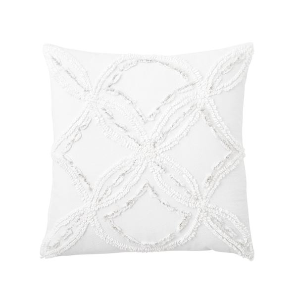 Metallic Chenille Cushion - White